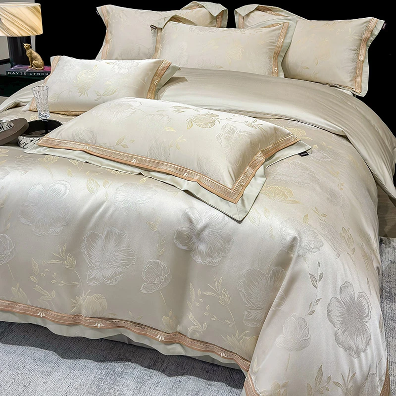 Experience Silky Softness with Lyocell Cotton Jacquard Bedding set Double Queen King 4Pcs duvet cover Bed sheet Pillowcases