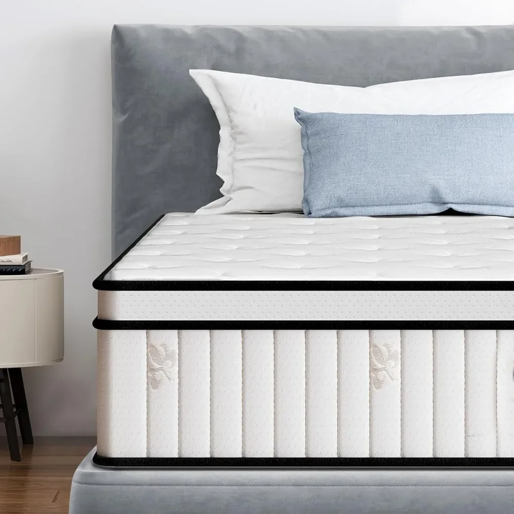 12 Inch Hybrid Mattress in a Box, Individual Pocket Spring Bed Mattress, Medium Firm Mattress for Pressure Relief