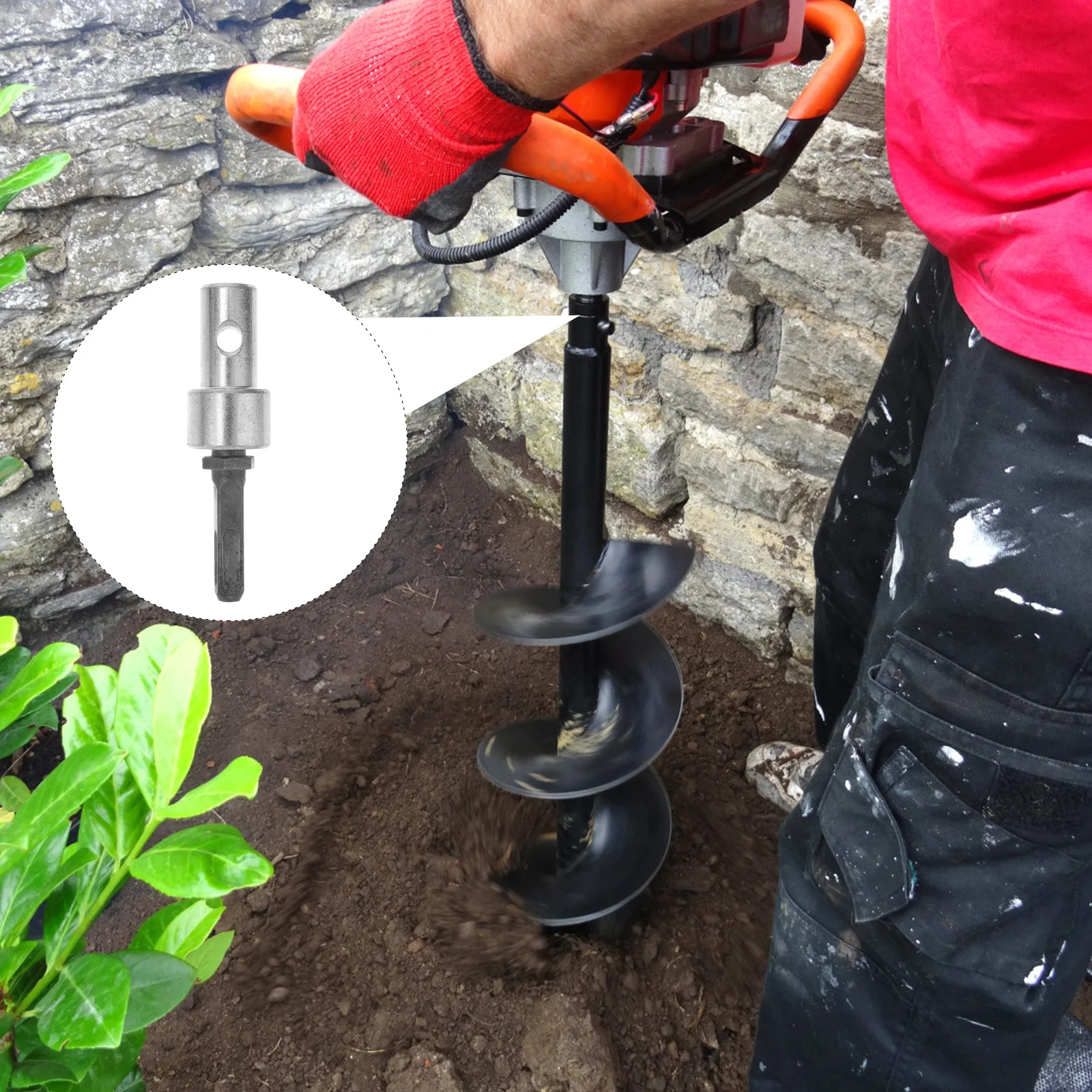 

1pcs Electric Hammer Auger Adapter Premium Steel Garden Drill Adapter Bit Converter For Power Drill Garden Soil Auger Tool