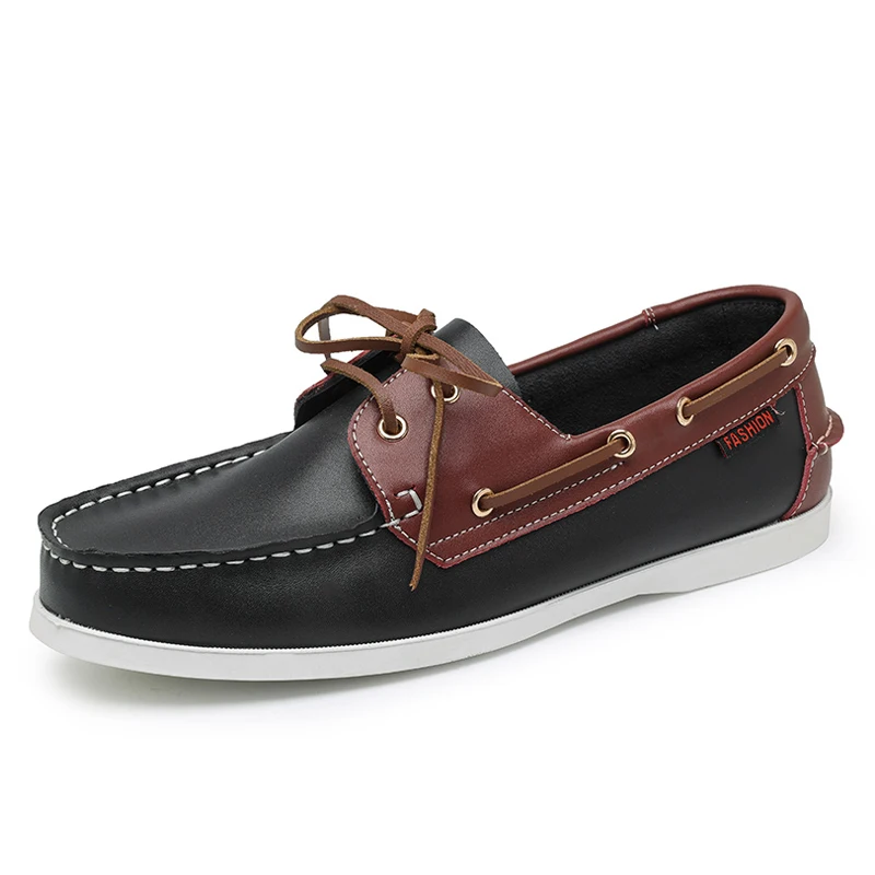 Popular Leather Casual Boat Shoes Men Flat Loafers Anti-Skid Big Size 46 47 48 Spring Autumn Luxury Brand Designer