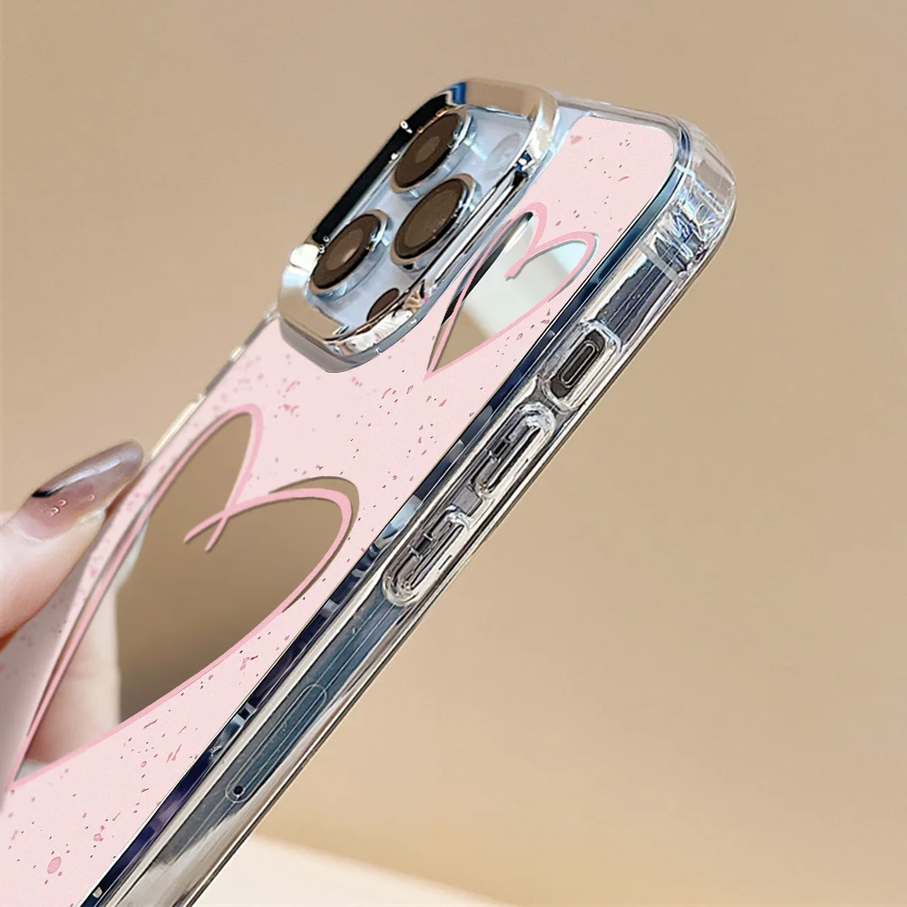 Luxury Make Up Mirror Phone Case For iPhone 17 Pro Max Air 16 13 11 15 14 12 16promax 17promax 15proma Love Heart Funda Cover - view 6
