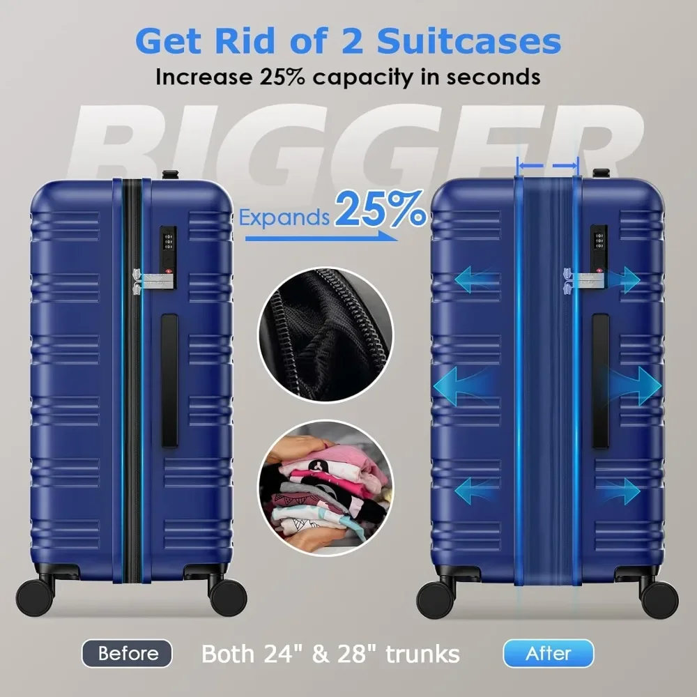 Luggage Sets 3 Piece Hardside Expandable Suitcase Set with Spinner Wheels Durable Lightweight Luggage Explosion-Proof Zipper