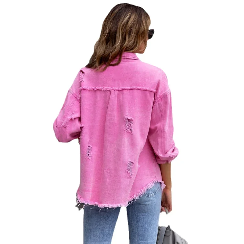 Hollow Out Denim Blouse Women Loose and Comfortable Blouses Shirt Vintage Denim Camisas De Mujer Womens Tops Harajuku Streetwear