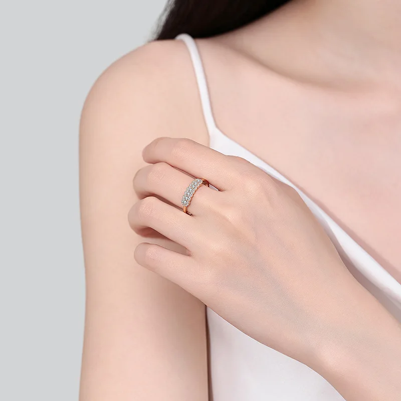 

Роскошные женские кольца из розового золота 18 карат с муассанитом и бриллиантом 0,37 карата, классические простые универсальные кольца для ежедневного использования и подарков на свадьбу