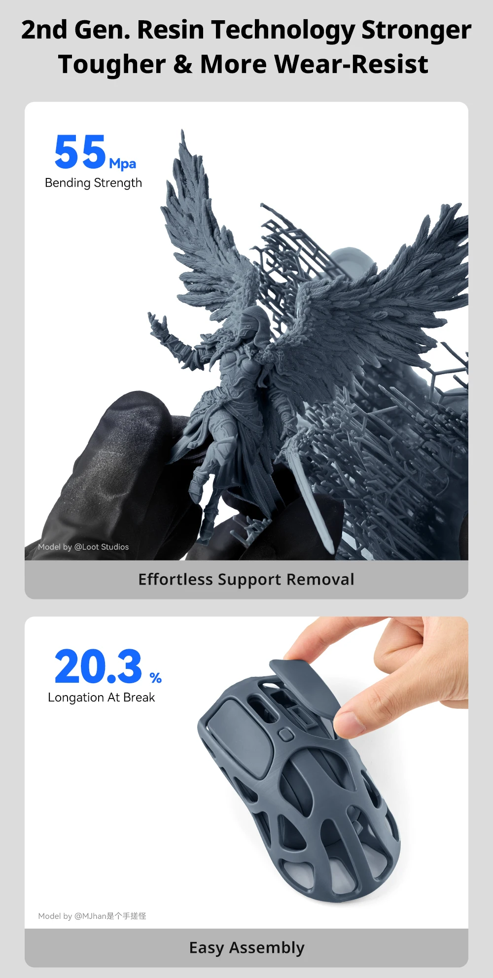 Anycubic 2.0 3D-Drucker-Harz Photopolymer-Harz Höhere Zähigkeit & Elastizität ABS-ähnlich Schnelle Aushärtung Hohe Präzision – Detail 2