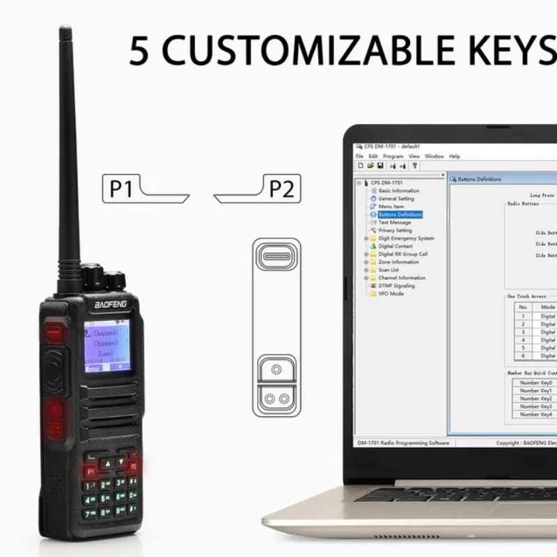 Dm1701 Digital Walkie Talkie Dmr Radio+Analog Two Way Radio Open Gd77 Dual Time Slot Tier 1+2 Hunting Camping Ham Radio Baofeng view 4