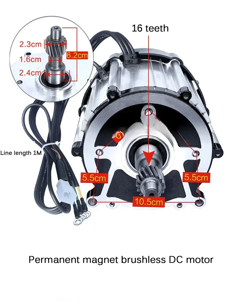 Electric Tricycle 48v 60v 72v 1500w 1800w 3200rpm 3900rpm High Speed Brushless Differential Motor