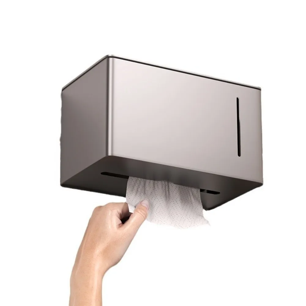 Wall-Mounted Toilet Paper Holder Non Perforated Metal Bathroom Tissue Rack High Quality Waterproof Tissue Storage Case Hotel view 3