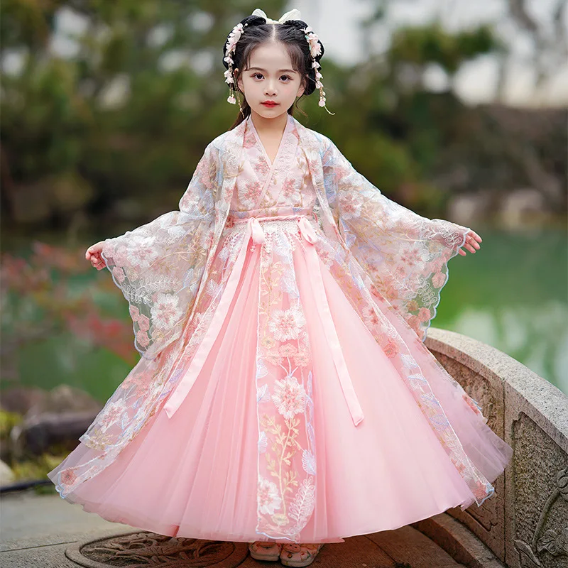 ピンク子供韓服ドレスコスプレ中国の女の子韓服妖精ドレス中国スカート王女古代実行衣装 Vestido 韓服