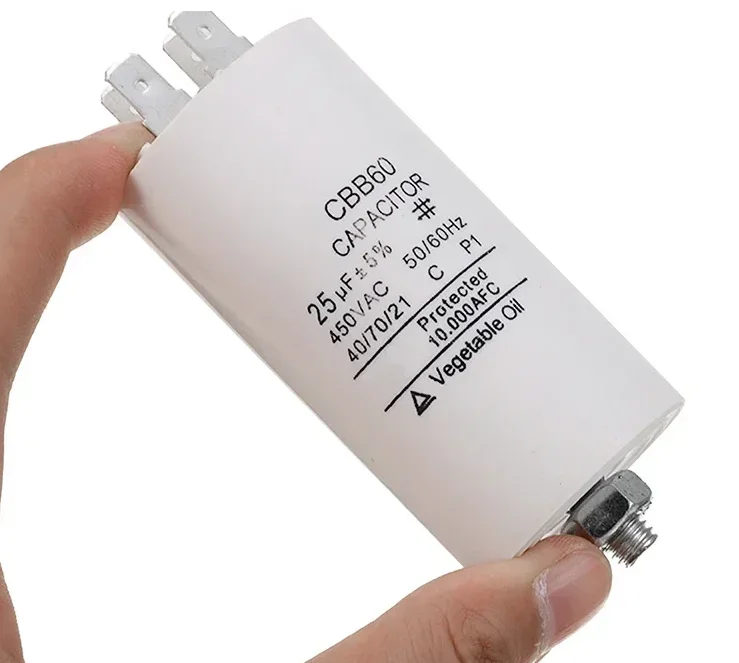 

Универсальный конденсатор 25 мкФ CBB60, пусковые конденсаторы двигателя, пусковой конденсатор водяного насоса, двигатели переменного тока 450 В для стиральной машины с водяным насосом