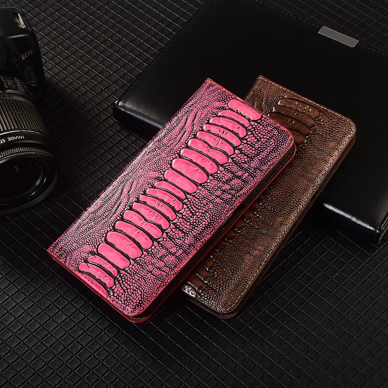 

Genuine Leather Flip Case For Huawei P20 P30 P40 P50 P50E P60 Pura 70 80 Art Pro Plus Ultra Lite Cover Card Case Ostrich Pattern