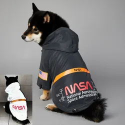 Waterproof Dog Clothes for Large Dogs White Black Outfit Zip Hoodie NASA Coats Full-reflective Designer Pet Coat Raincoat Jacket