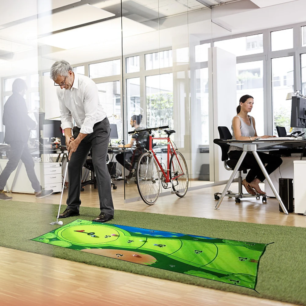 Portable Golf Training Mat for Indoor Outdoor Casual Golf Chipping Training Mat with Golf Ball Turf Swing Detection Batting Kits