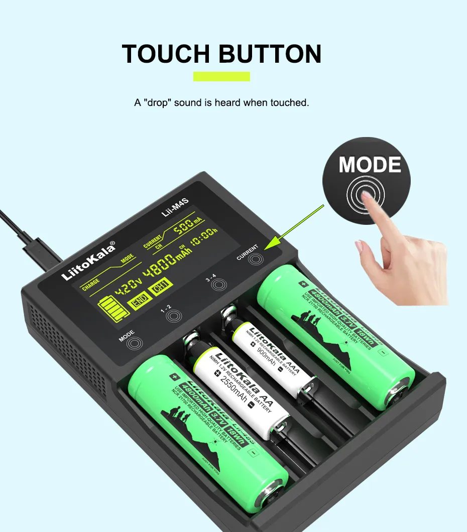 LiitoKala Lii-M4S 18650 LCD inteligentna ładowarka do akumulatora 3.7V / 1.2V 18650 26650 21700 14500 18350 AA AAA A C i inne baterie.
