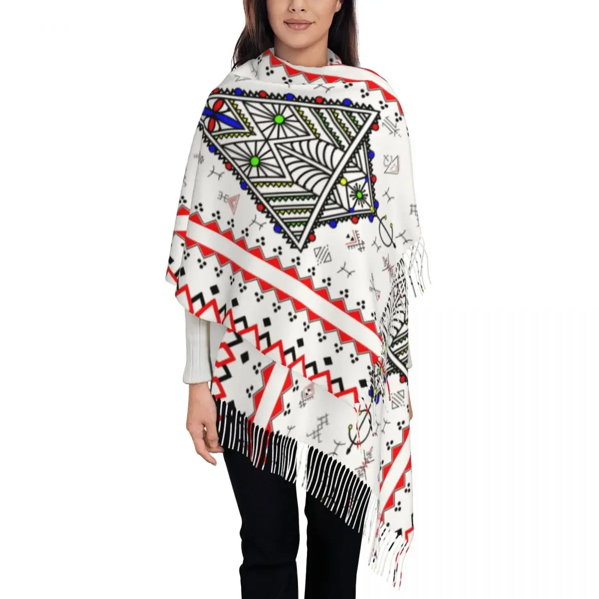 

Осенние теплые шарфы, шали в африканском геометрическом марокканском стиле, накидки