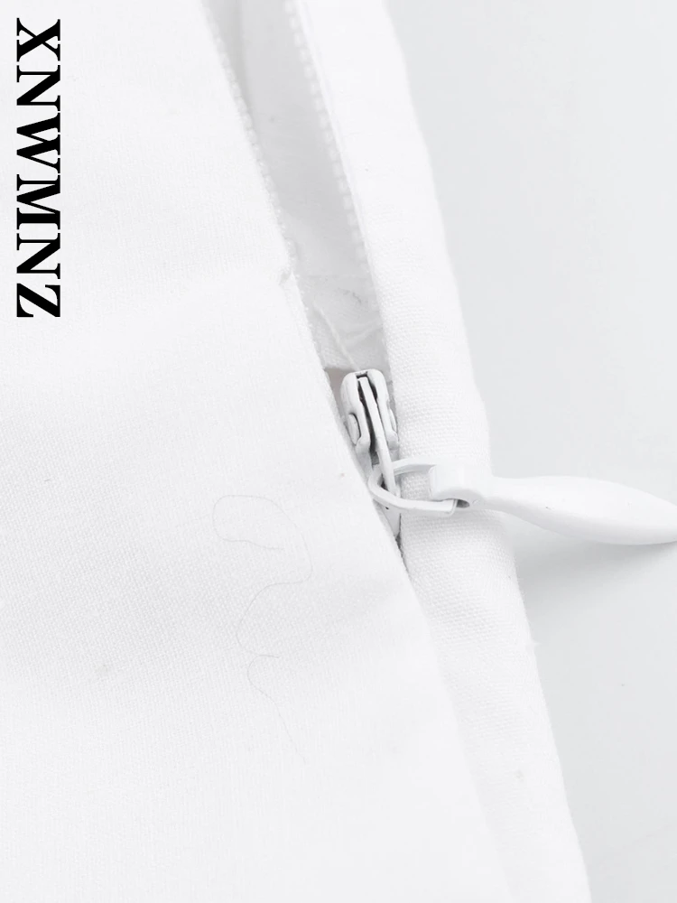 XNWMNZ 2025 Summer Woman's Edgy Mid-length Midi Skirt High Waist Party Lady Side Zipper A-lineskirt Ruffles Regular Fit Bottoms