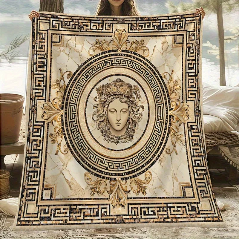 Greek Key Pattern Throw Blanket Tapestry Classical Mythology Art Home Decor Throw Rug for Sofa Bedroom Couch