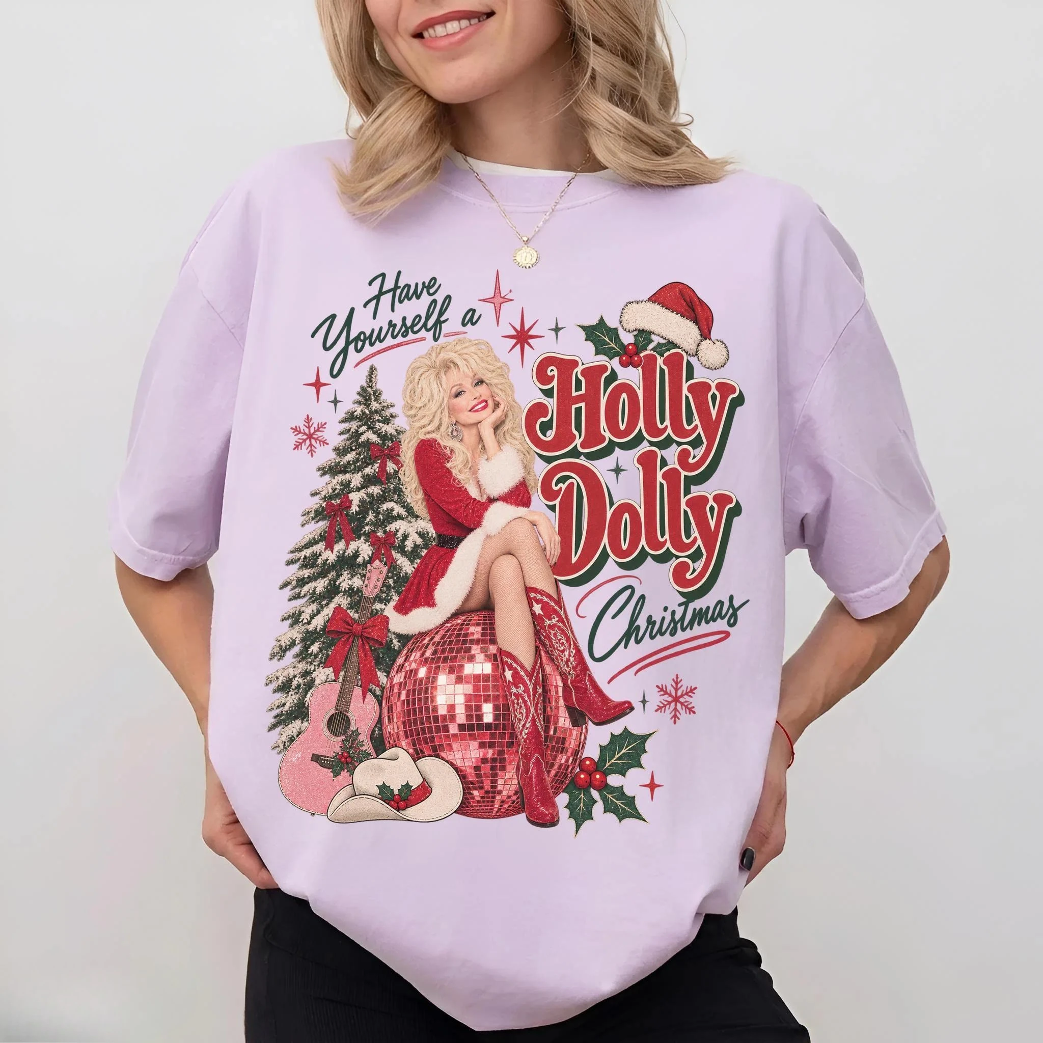 Vintage Christmas Shirt Women Men  Classic Author Dolly Print T-shirts for Fan Gifts Casual Country Music T-shirts