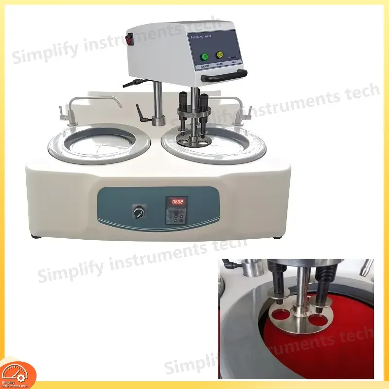 Semi-Automatic Metallographic Sample Grinder Polisher with Hands-Free Operation Three-Hole Polishing Head for Lab Use