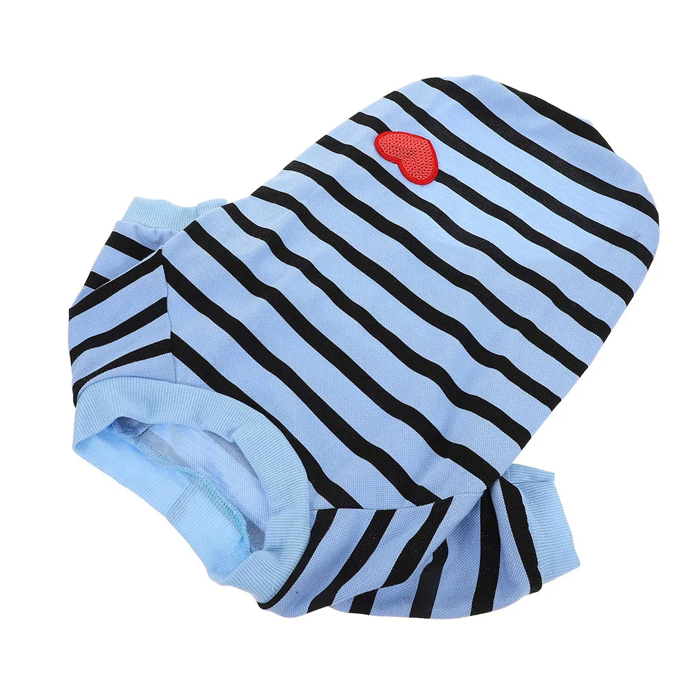 

Cotton Breathable Striped Dog T-Shirt Puppy Outfit Size Comfortable Pet Clothing Summer Wear Dog Shirts