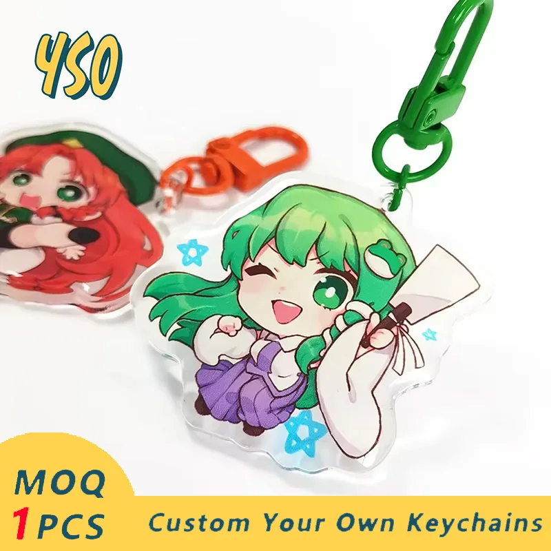 

YSO CNC Diamond Cut Acrylic Keychain Custom Clear Keychains In Bulk Cute Safety Luxury Pvc Cartoon Car Logo Charms Epoxy Keychai