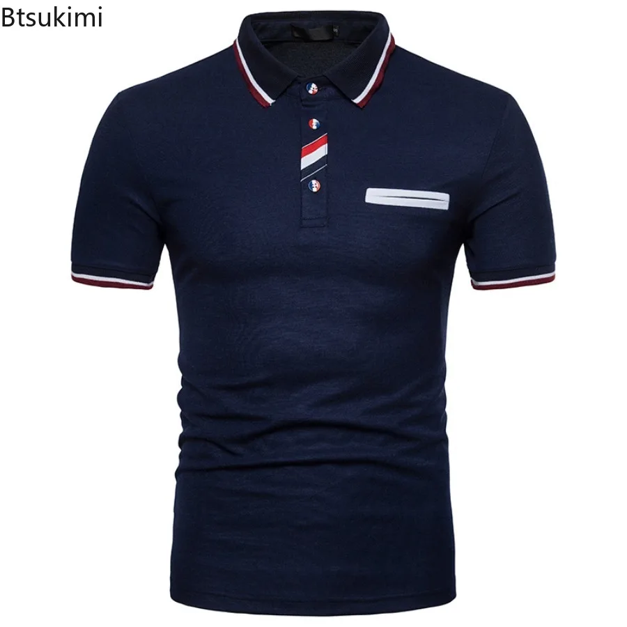 Summer New Men's Short Sleeve Polo Shirts Breathable Casual Golf Sports T-shirts Fashion Color Blocking Design Male Basic Tops - Image 4