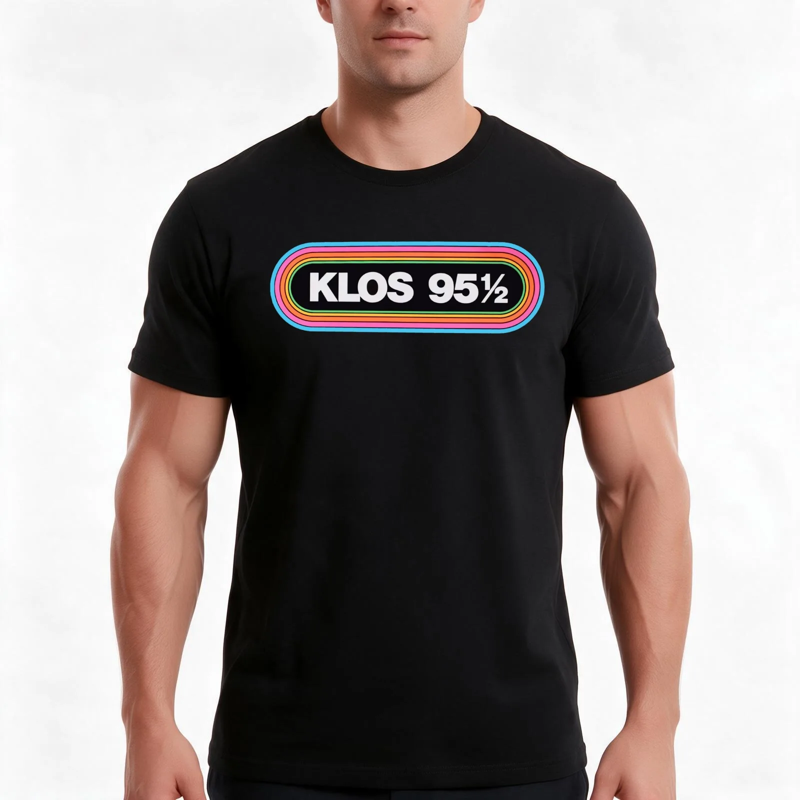 KLOS 951/2 Rock Radio Station Logo T-Shirt, Summer Casual Cotton Tee, Oversized Streetwear Tops, Vintage Graphic Print