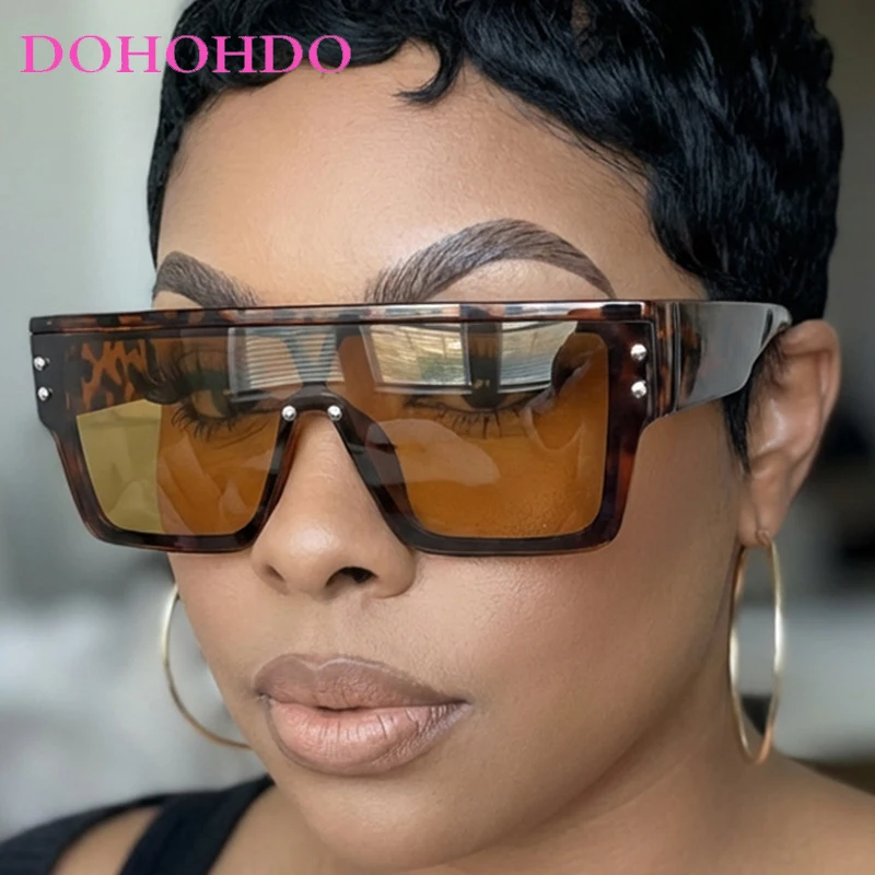 

Retro Brand Designer Big Frame Square One-Piece Punk Women Sunglasses Trendy Classic Men Shades Outdoor Driving Sunglasses UV400