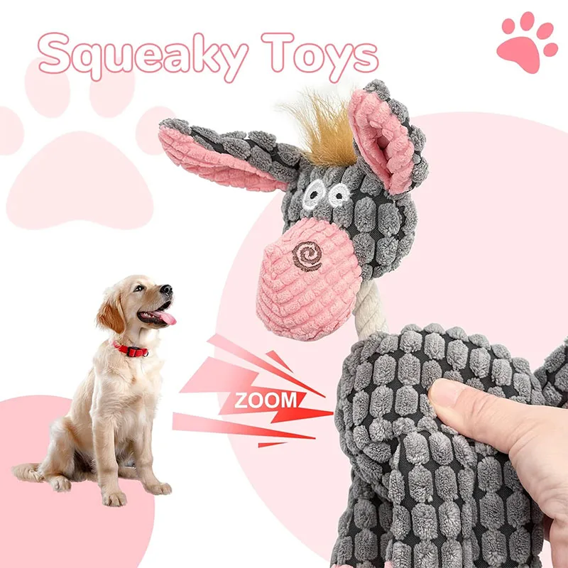 Kenjac - Stuffed Animal Plush Dog Toy with Squeakers, Aggressive Chew Toys for Small Medium Large Dogs Pet Products image 3