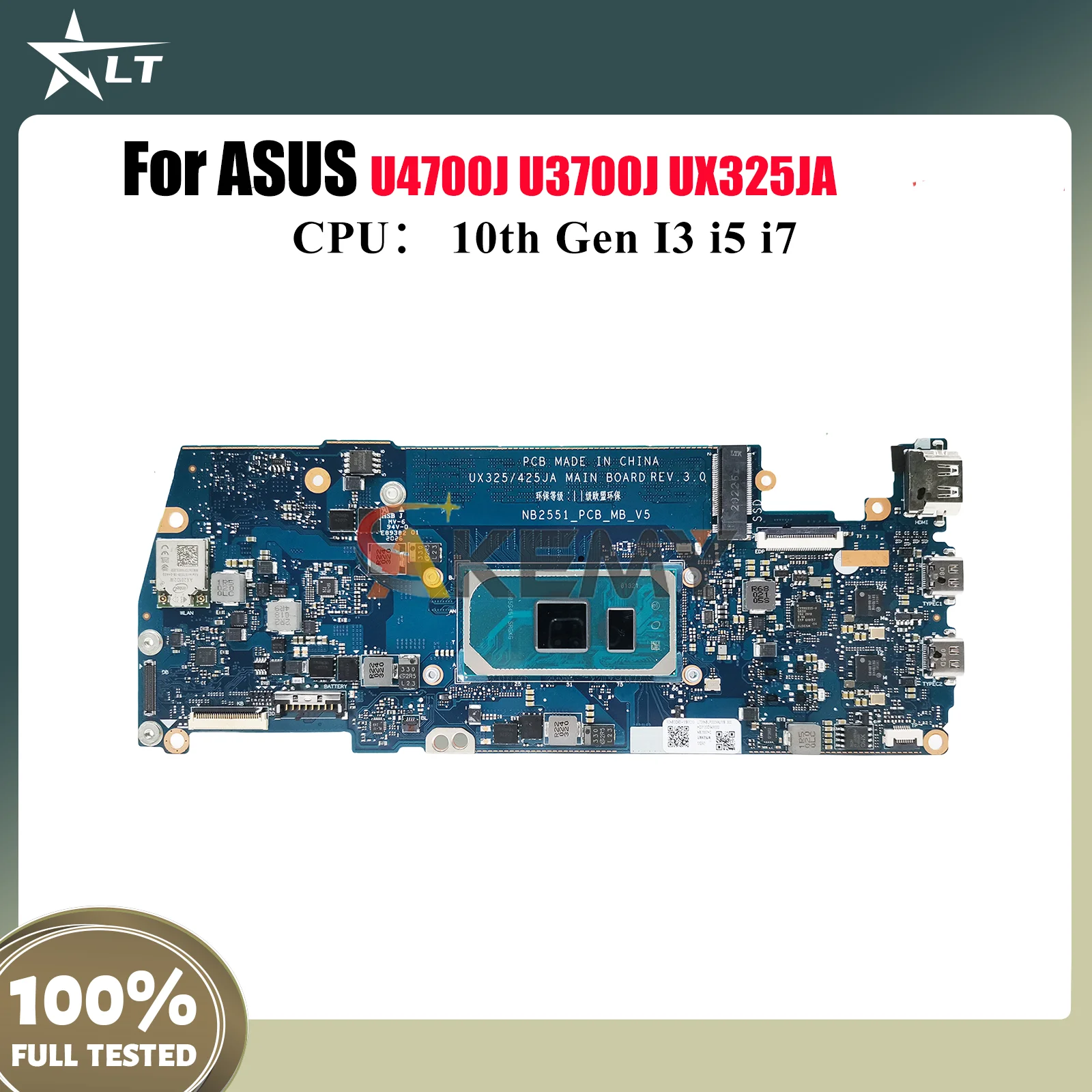 

UX325JA Laptop Motherboard For ASUS ZenBook U3700J UX325J U4700J UX325JA Notebook Mainboard With 10th Gen I3 i5 i7 100% tests OK