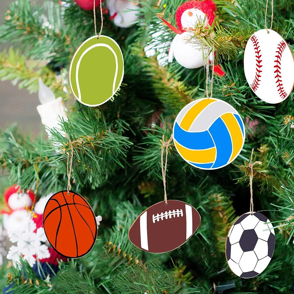 

42Pcs DIY Wood Cutouts Sports Ball Shape Uncolored Wooden Chips Graffiti Craft Decorations for Home Party Supplies