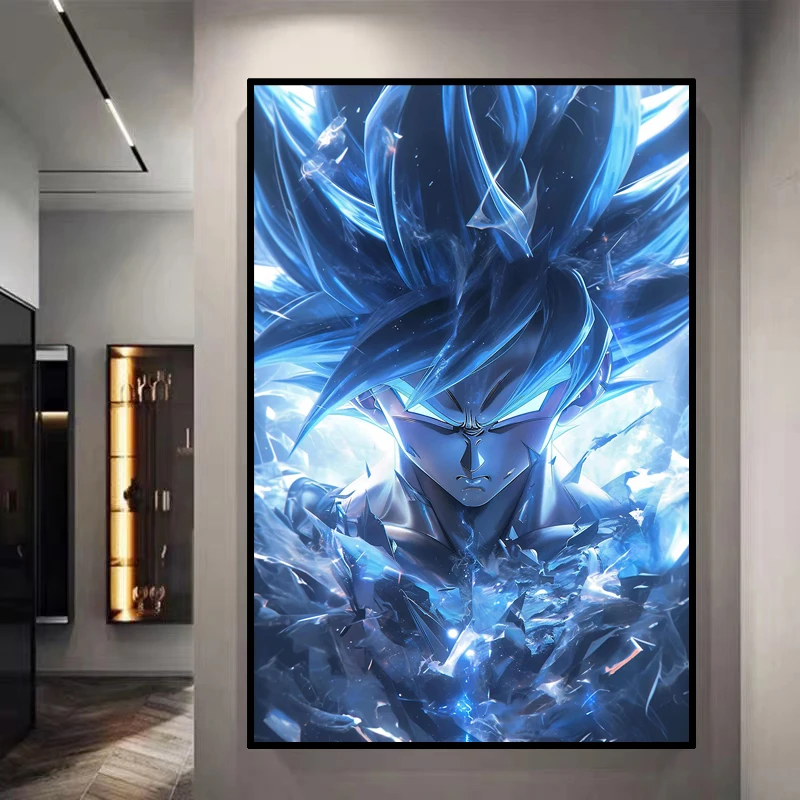 Pintura decorativa de Dragon Ball Sun Wukong Super Saiyan, imagen colgante de Anime japonés, Mural para cabecera de sala de estar