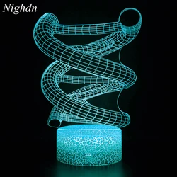 Nighdn DNA Model 3D Illusion Lamp LED Night Light 7 Color Changing Nightlight Bedroom Desk Lamps for Kids Gifts Home Decor