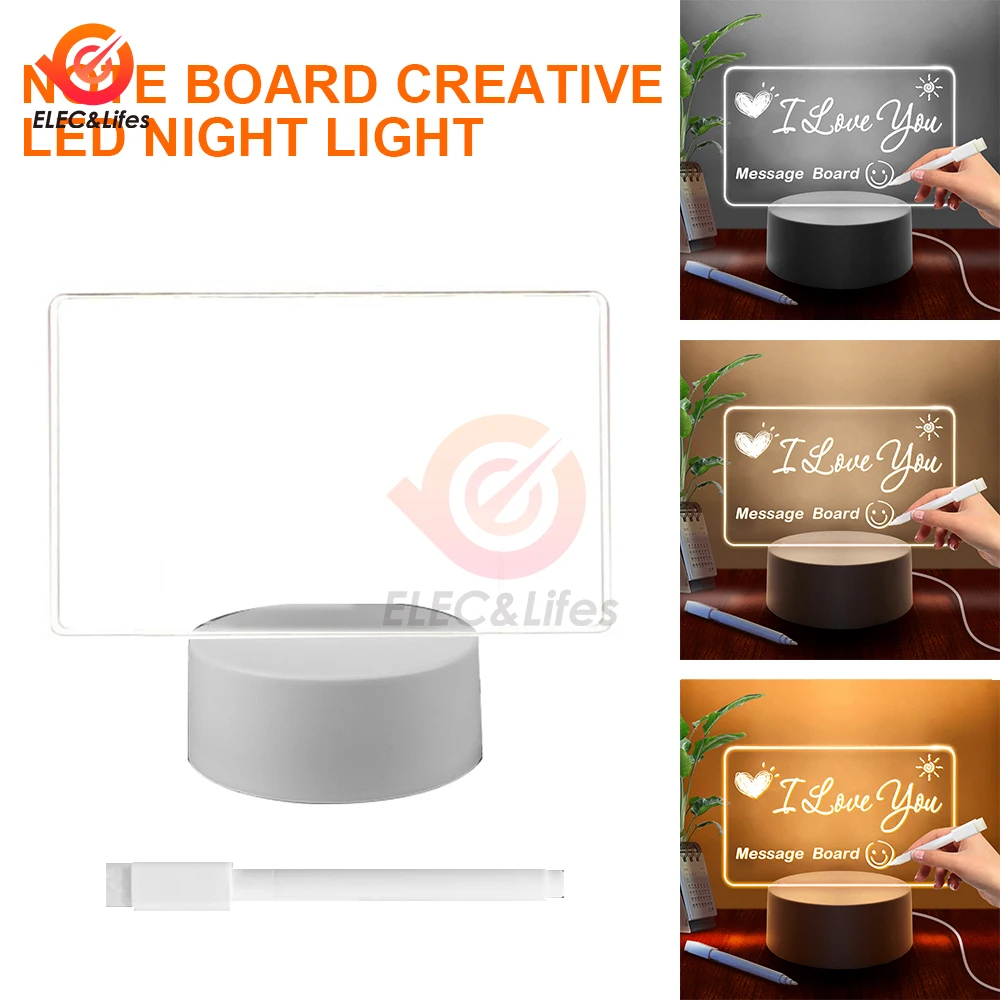 1 pz luce notturna creativa acrilico camera da letto comodino LED lampada da tavolo festa evento regalo sistema regali