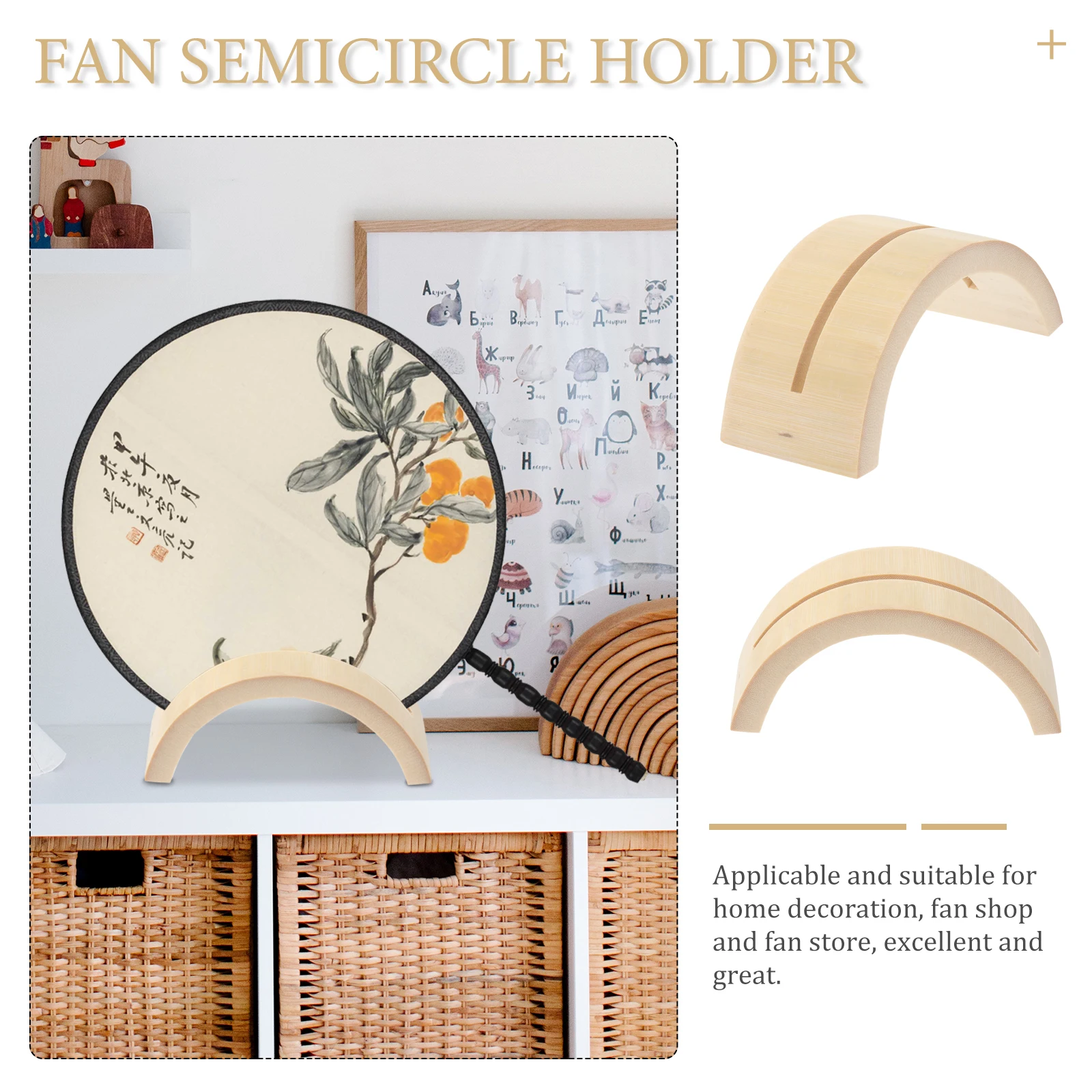 

2pcs Fan Rack Round Display Stand Holder Decorative Plate Rack Sturdy Fits Smooth Surface