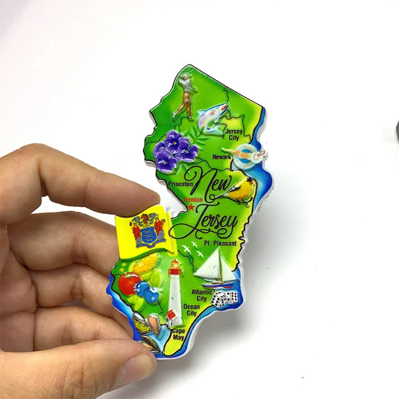 

New Jersey, USA3d3D Map Creative Refrigerator Magnets Creative Travel Souvenirs Home Decoration