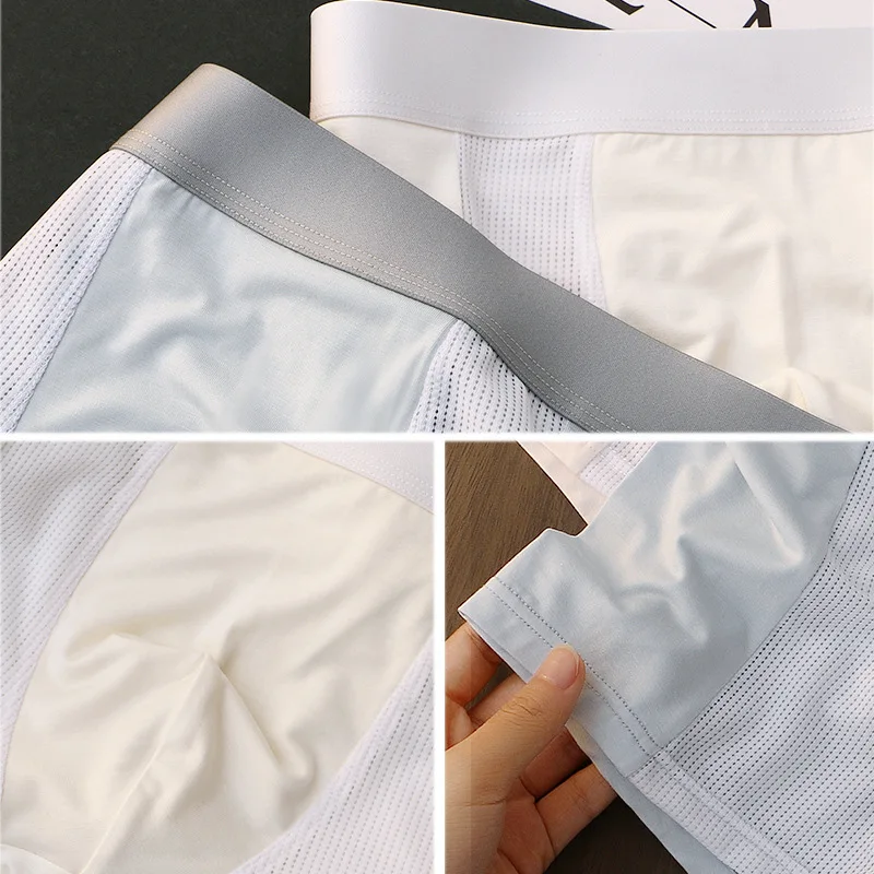 Men\'s Underwear Ice Silk Boxer Shorts Man Panties Boxers Thin Breathable Mesh Male Underpants Sexy Cuecas Calzoncillos M-3XL