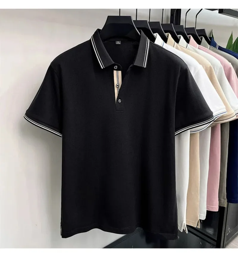 Summer men's new short sleeved T-shirt, lapel, business casual loose T-shirt, high-end polo shirt