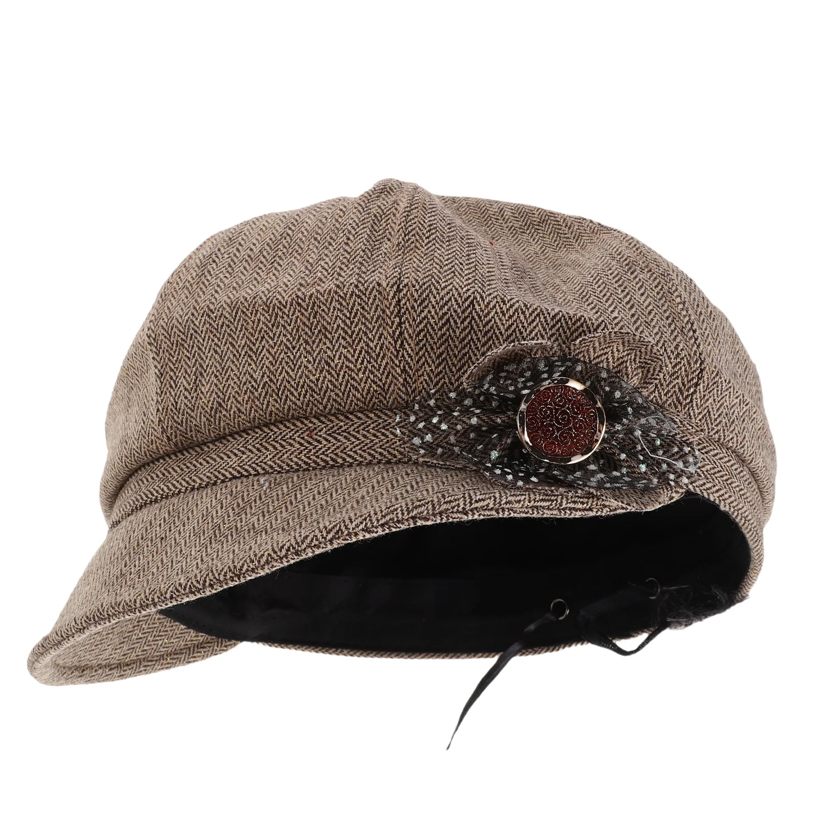 

Khaki Beret Hat Floral Design French Style Women Lightweight Vintage Elegance Outdoor Fashionable Lady Dress Cap Beret Hats