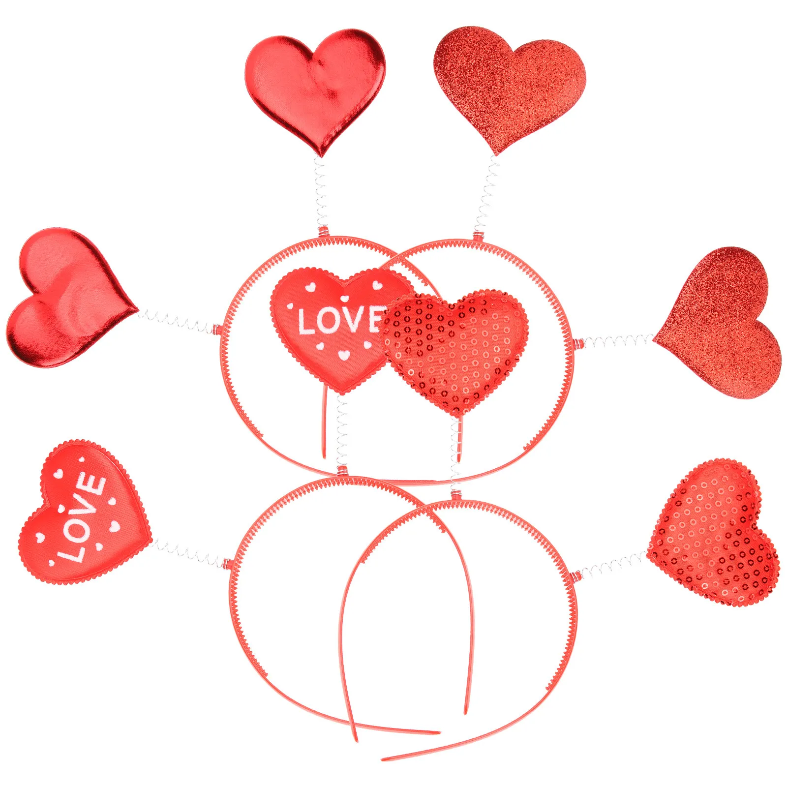 

4Pcs Heart Headbands for Adults Valentine Day Party Wedding Headwear Spring Design Love Themed Decorative Hair Accessories Photo