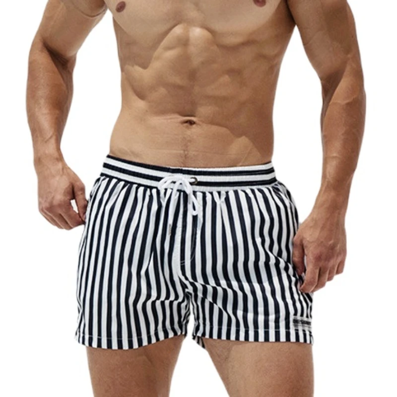 DESMIIT Swimwear Swim Shorts Men Board Shorts Stripes Quick Dry Boardshorts Mens Swimming Suit Beach Bermuda Surfing Bath Wear