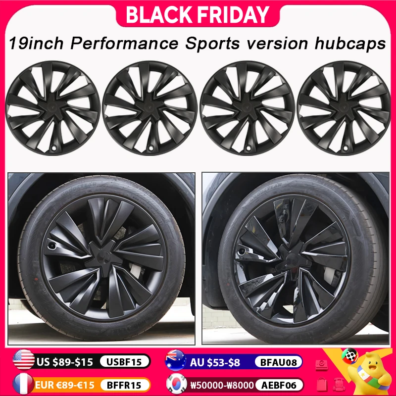 

4PCS Wheel Covers for Tesla Model Y Juniper 19 Inch 2025 Replacement for 19" Crossflow Wheels Hub Cap Full Rim Car Accessories