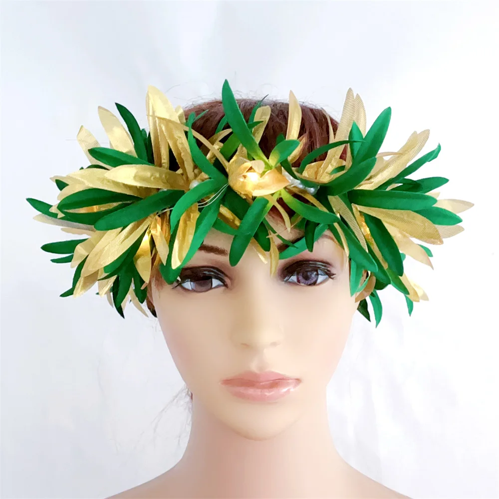 Spide Lily With Pearls Haku Lei Christmas LED Floral Head Crown for Wedding Festival Party Hawaiian Headband Glow Flower Crown