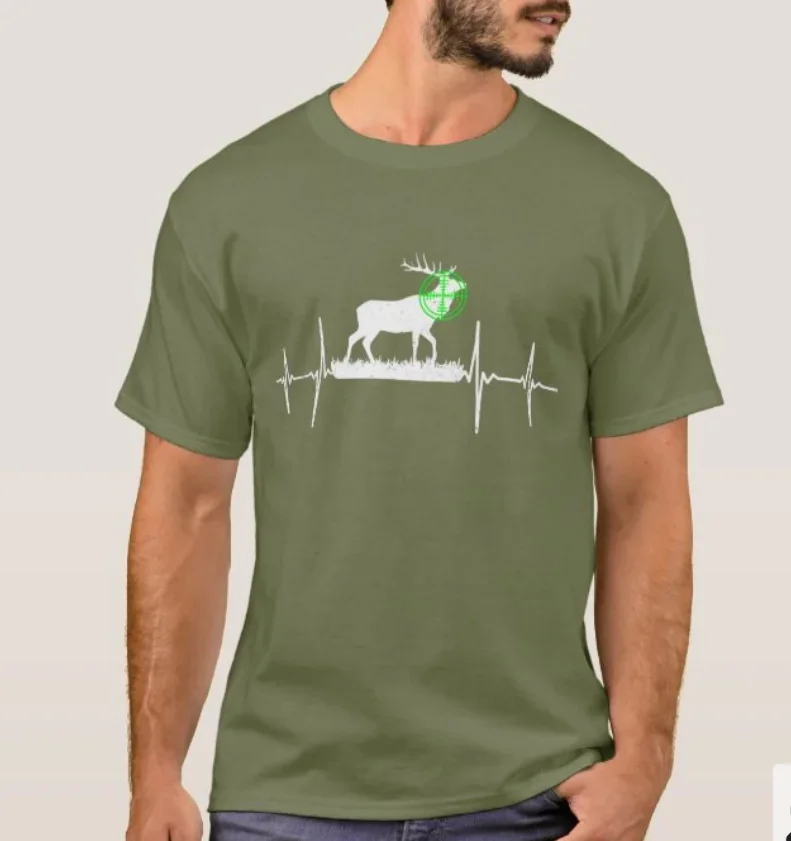 Hunting Heartbeat Hunter Sniper Deer T-Shirt. Summer Cotton Short Sleeve O-Neck Mens T Shirt New S-3XL