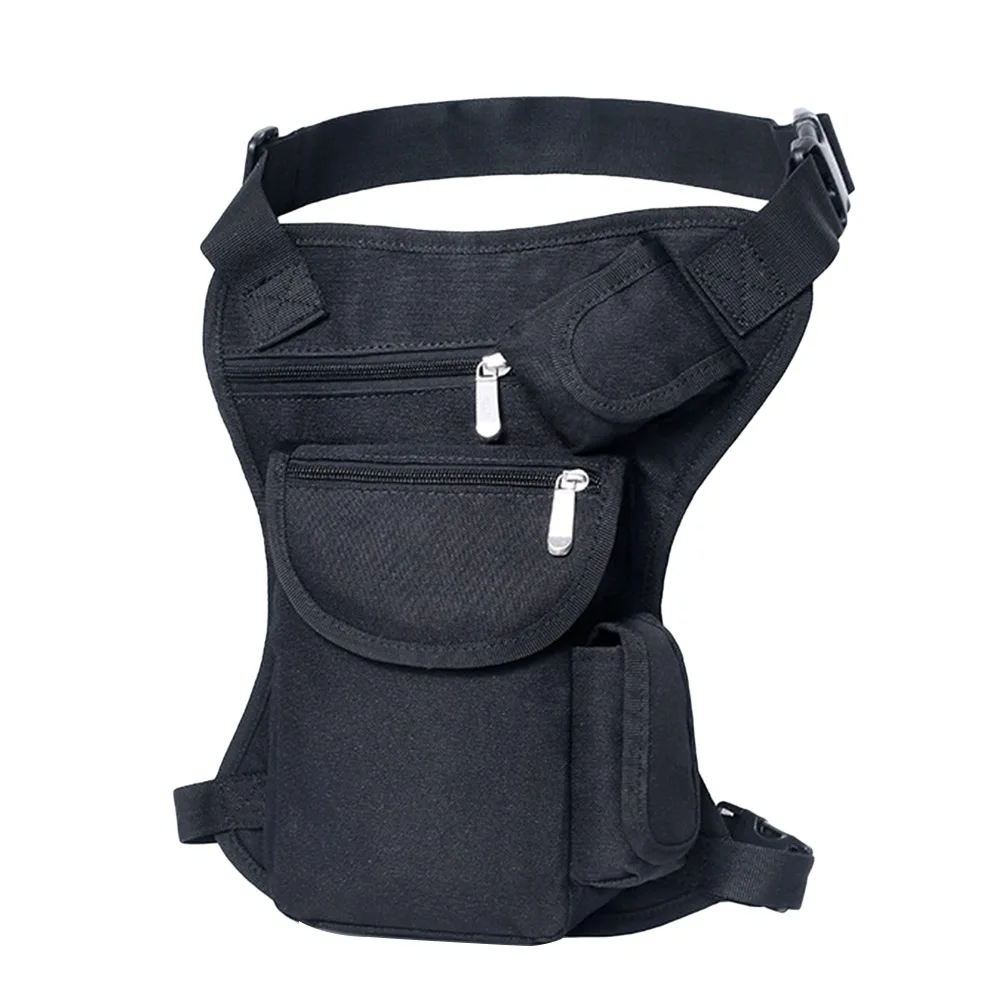 

Outdoor Leg Bag Sports Canvas Pocket Multifunctional Waist Pack Black Outdoor Wallet Lightweight Durable