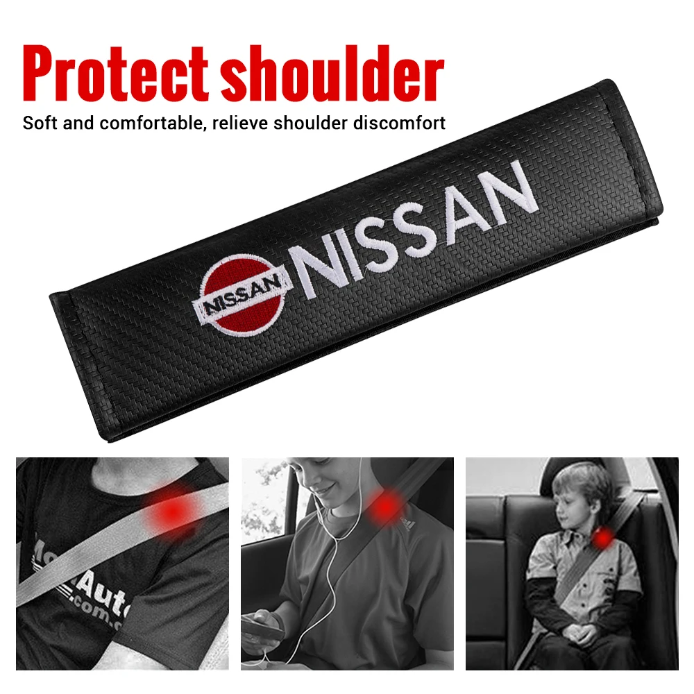 1/2PCS Car Safety Seat Belt cover Shoulder Pad Protection Padding pad For Nissan Nismo X-trail Qashqai Note Juke Sentra Patrol