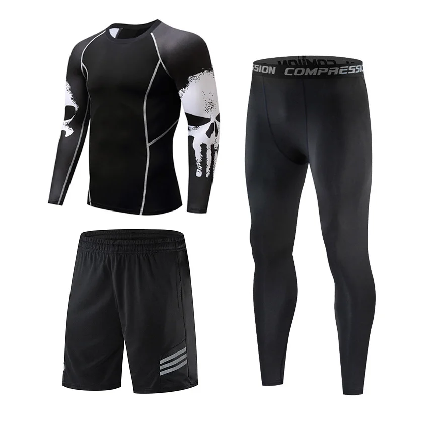 2024 New Fitness Large Print Sports Fitness Set Casual Men's Quick Drying Sweatwicking And Breathable Clothing