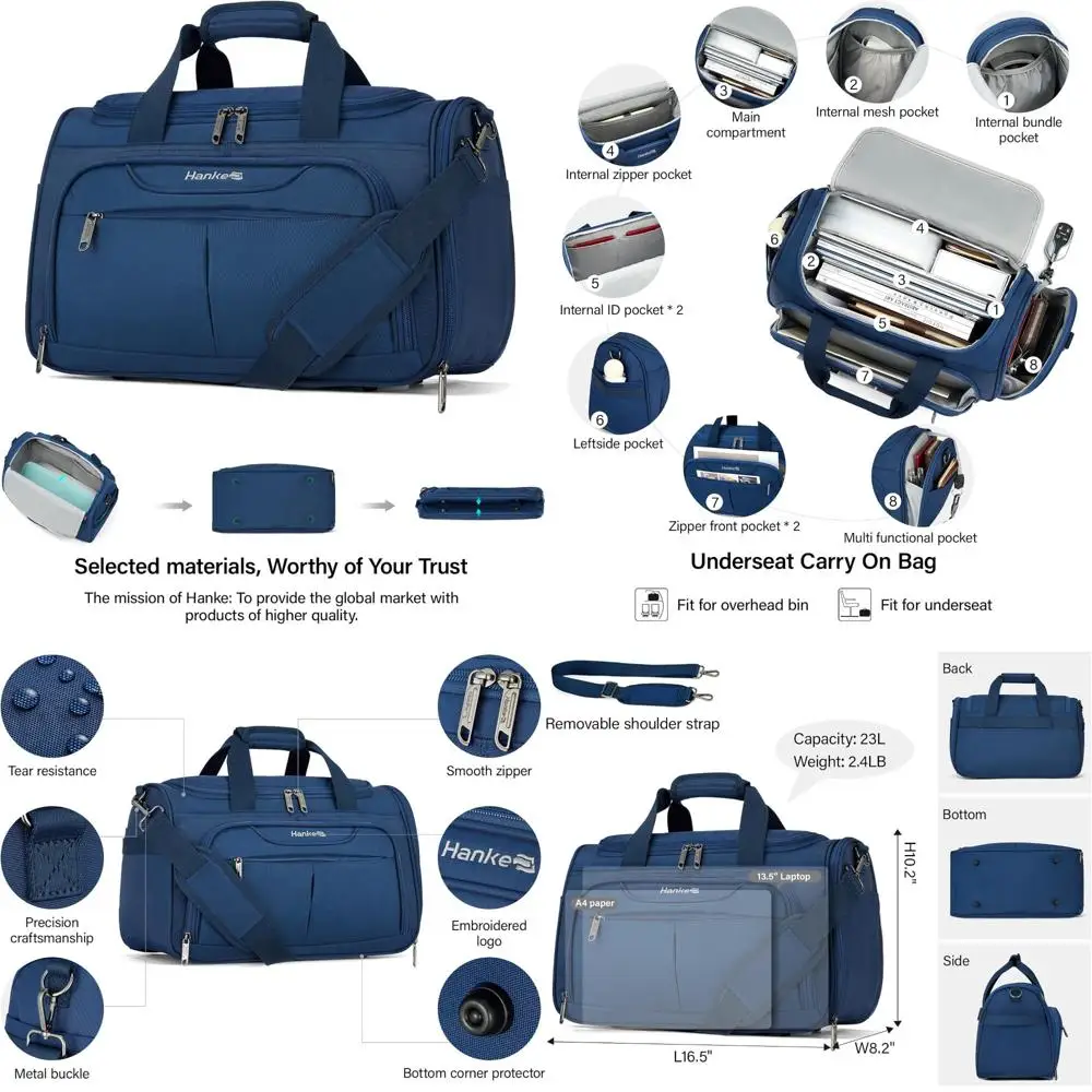 

Foldable Lightweight Travel Bags for Women, Compact Personal Item Carry-On Luggage, Ideal for Air Travel and Storage