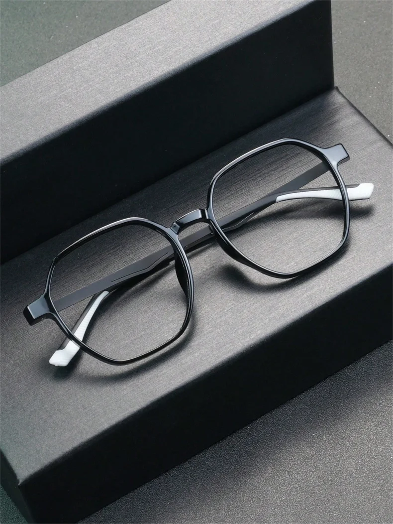 Neue TR90 Mode Große Rahmen Polygonale Brillengestell für Männer und Frauen Anti Blaues Licht Weiche und Komfort Gummi Titan Brille – Detail 1