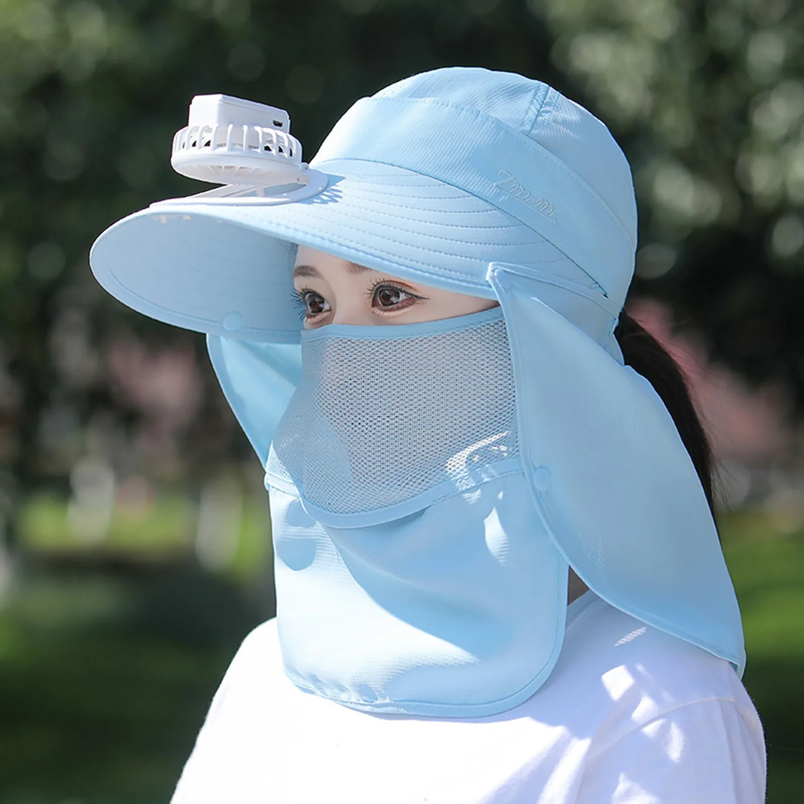 

1, солнечная шляпа с вентилятором, модная шляпа от солнца, весна/лето, козырек с широкими полями, защита от ультрафиолета, хвост, отверстие, рыбацкая накидка, стиль для женщин